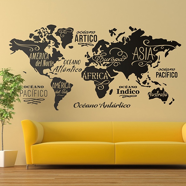 Autocollant mural - carte du monde - Votre autocollant mural