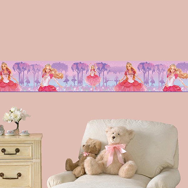 Bordure autocollante Princesses Disney, bordure rose pour chambre