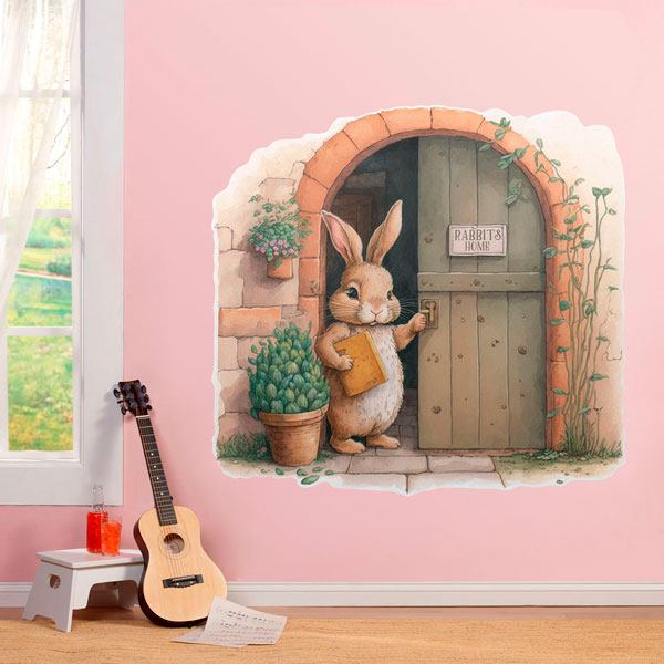 Sticker mural enfant la maison du lapin