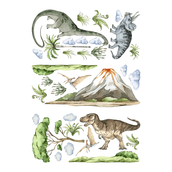 Stickers pour enfants: Dinosaures dans une aventure jurassique avec nuage