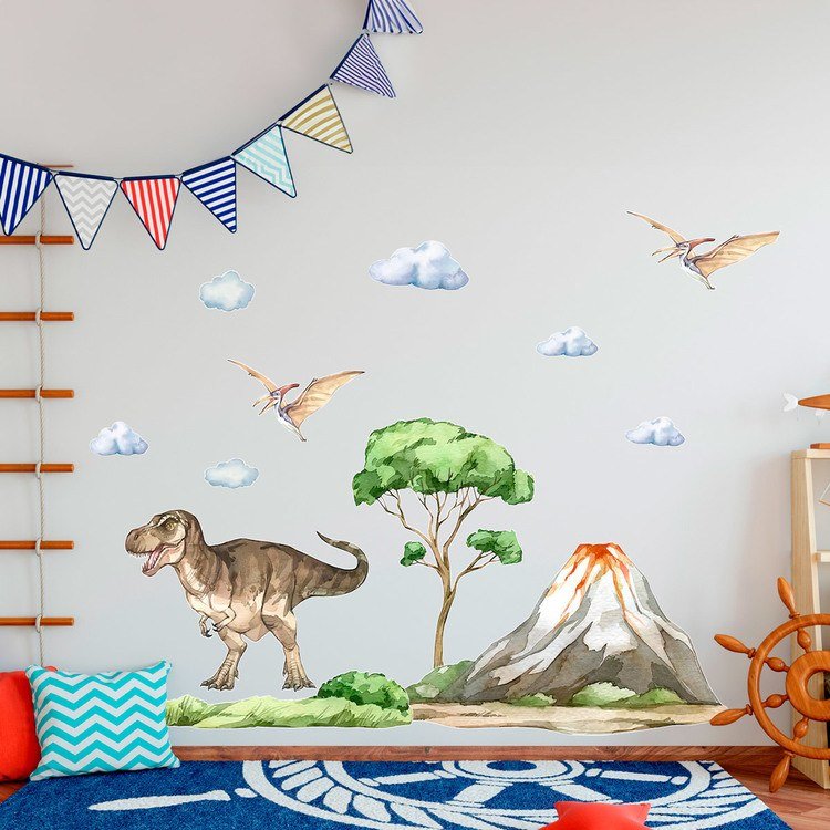 Stickers pour enfants: Dinosaures dans une aventure jurassique avec nuage