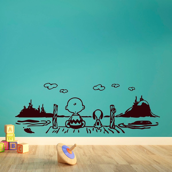 Stickers muraux: Paysage de Snoopy et Charlie Brown sur le quai