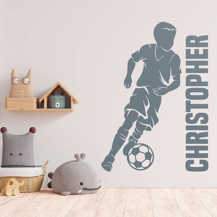 Stickers pour enfants: Silhouette d'un enfant footballeur avec nom person