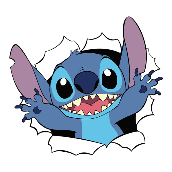 Stickers pour enfants: Stitch sortant du mur