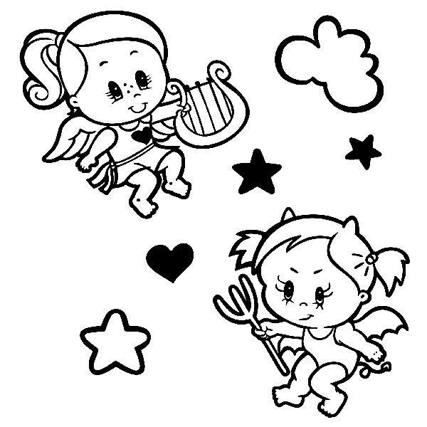 Sticker Muraux Bebe Ange Et Demon Webstickersmuraux Com