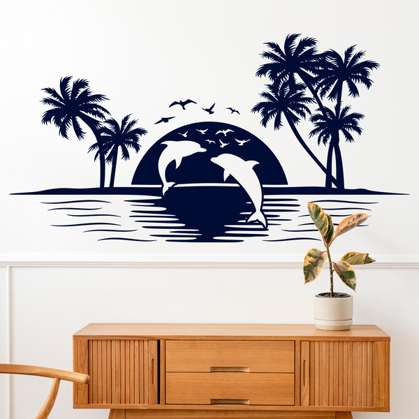 3D Papier Peint Poster, Prime Tissu De Soie Auto-Adhésif Stickers Muraux,  Decoration Maison Sticker Mural, Dauphins De L'Océan Hawaïen 3D, 200X140Cm  : : Bricolage