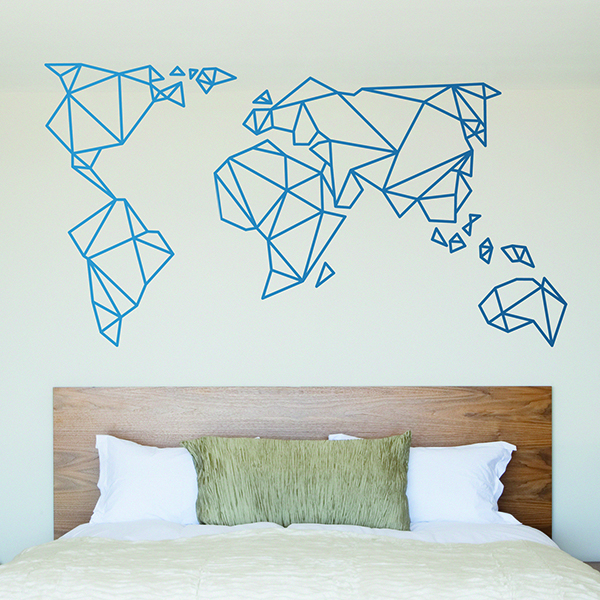 Carte du monde Décalcomanies murales Bleu Stickers muraux Chambre