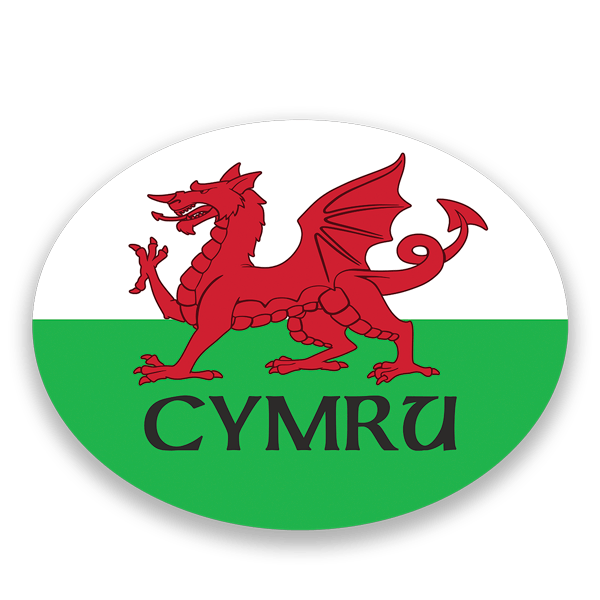 Autocollants: Sticker écusson du Pays de Galles CYMRU, dragon ga