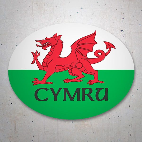 Autocollants: Sticker écusson du Pays de Galles CYMRU, dragon ga