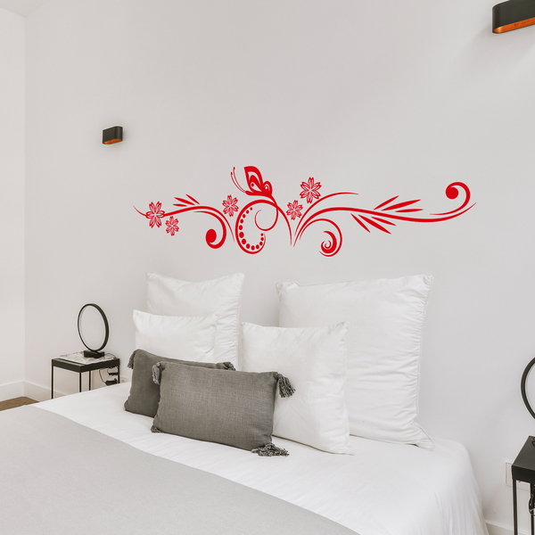 Sticker mural décoratif pour tête de lit, fleurs et feuilles tropicales, 83  cm X 160 cm. Décoration unique pour votre chambre! Magnifique et coloré.