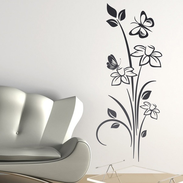 Sticker Plante,Autocollant mural fleurs jolies, Sticker Mural Autocollant  Amovible, Décoration De salon Et De Pièce