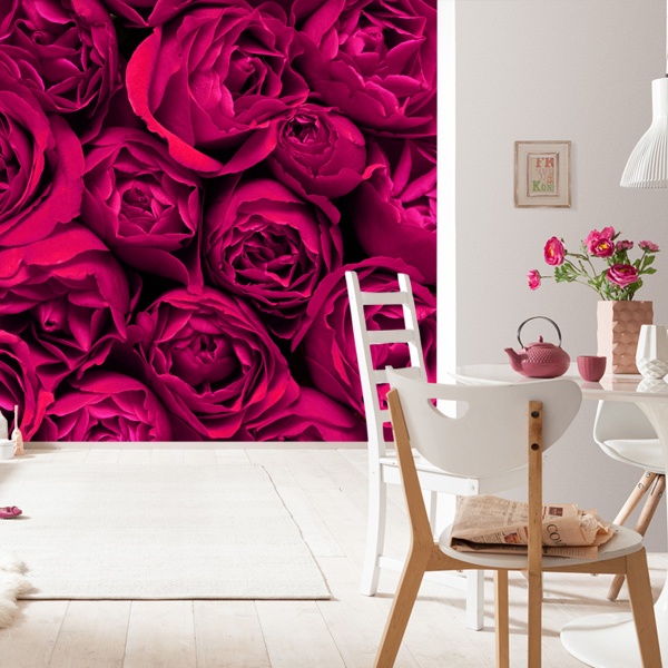 Sticker mural harmonie de roses XXL