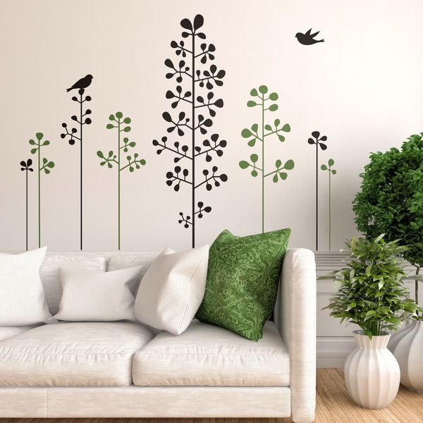 Sticker mural Jardin d'été. Fleurs silhouette 