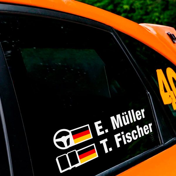 Autocollants: Nom et drapeau rallye allemand