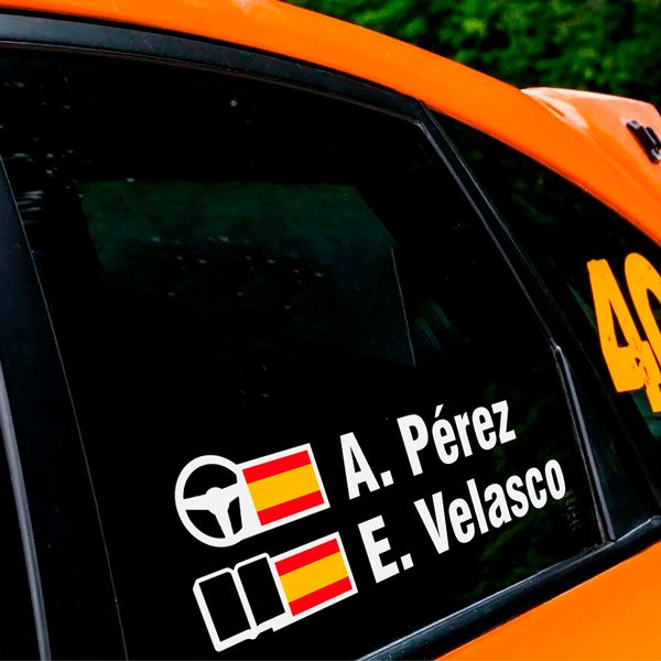 Autocollants: Nom et drapeau rallye espagnol