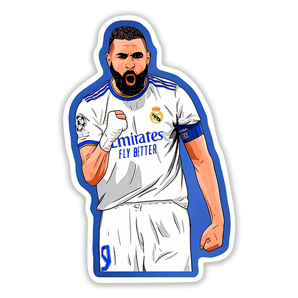 Autocollants: Karim Benzema célébrant un but Real Madrid