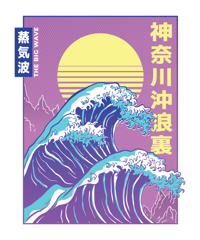 T-shirts: T-shirt Esthétique Vaporwave Grande Vague Kanagawa