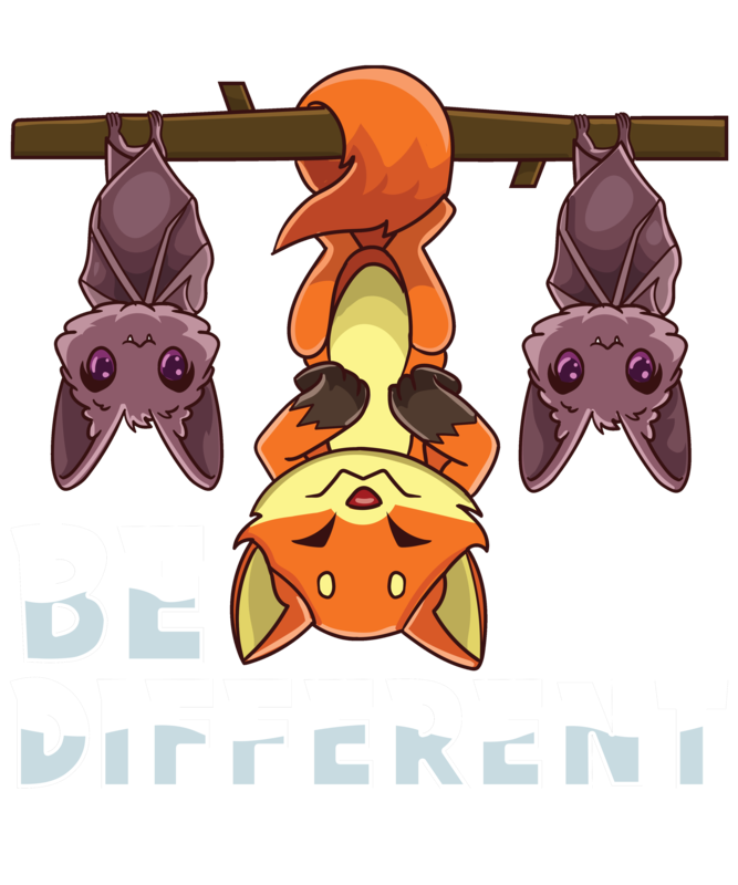 T-shirts: T-shirt Be Different avec renard et chauves-souris