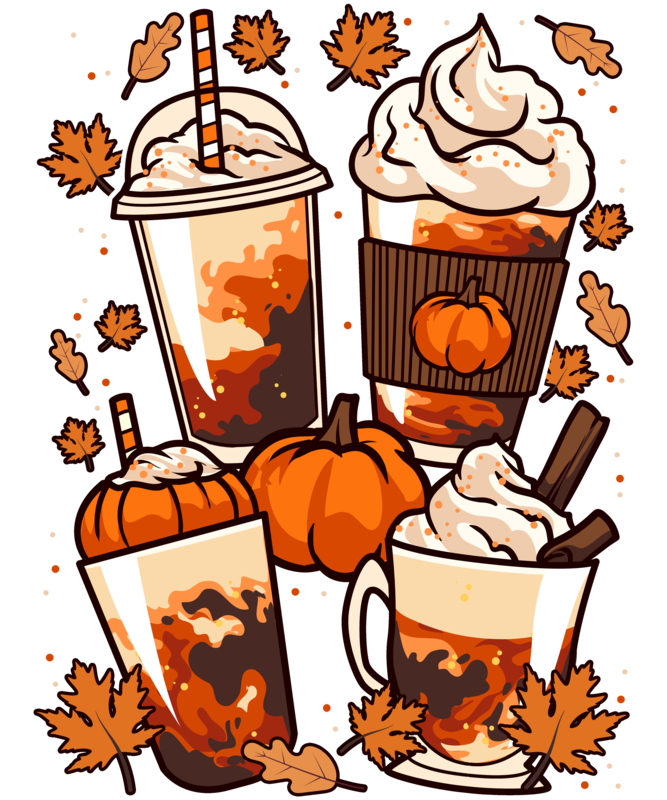 T-shirts: Café et Citrouilles en Automne et Halloween