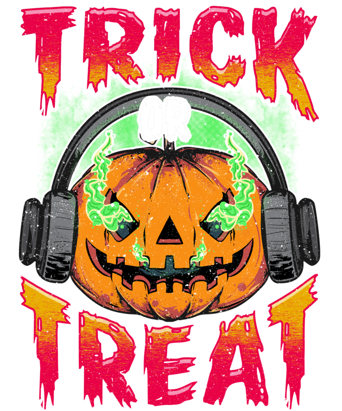 T-shirts: Trick or Treat avec Citrouille et Casque