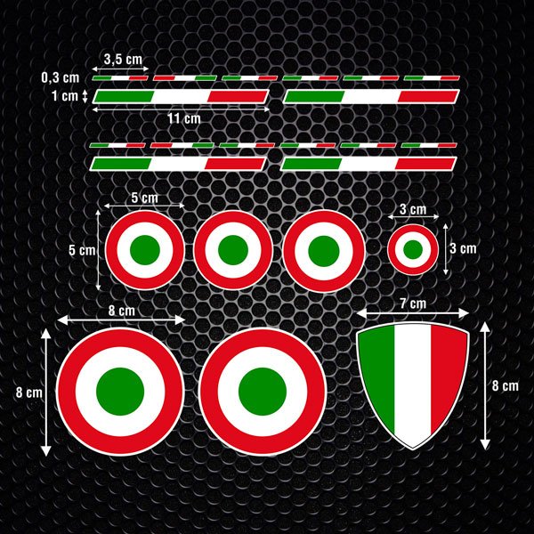 Autocollant - drapeau italien pour Lambretta et Vespa en plastique  réfléchissant