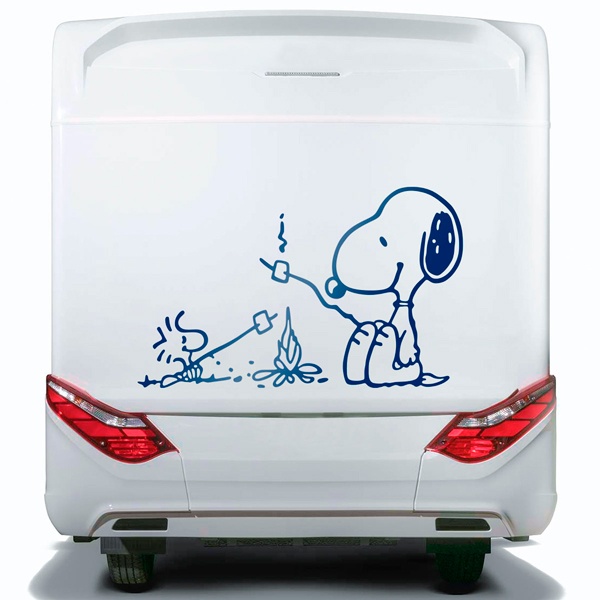 Stickers camping-car: Feu de camp Snoopy