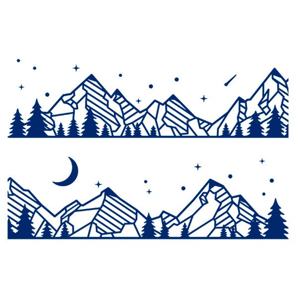 Stickers camping-car: Paysage et montagnes de nuit 2