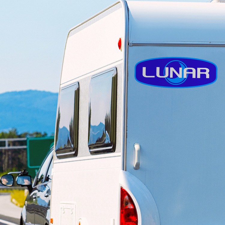 Stickers camping-car: Autocollant logo Lunar en tons bleus pour camping-